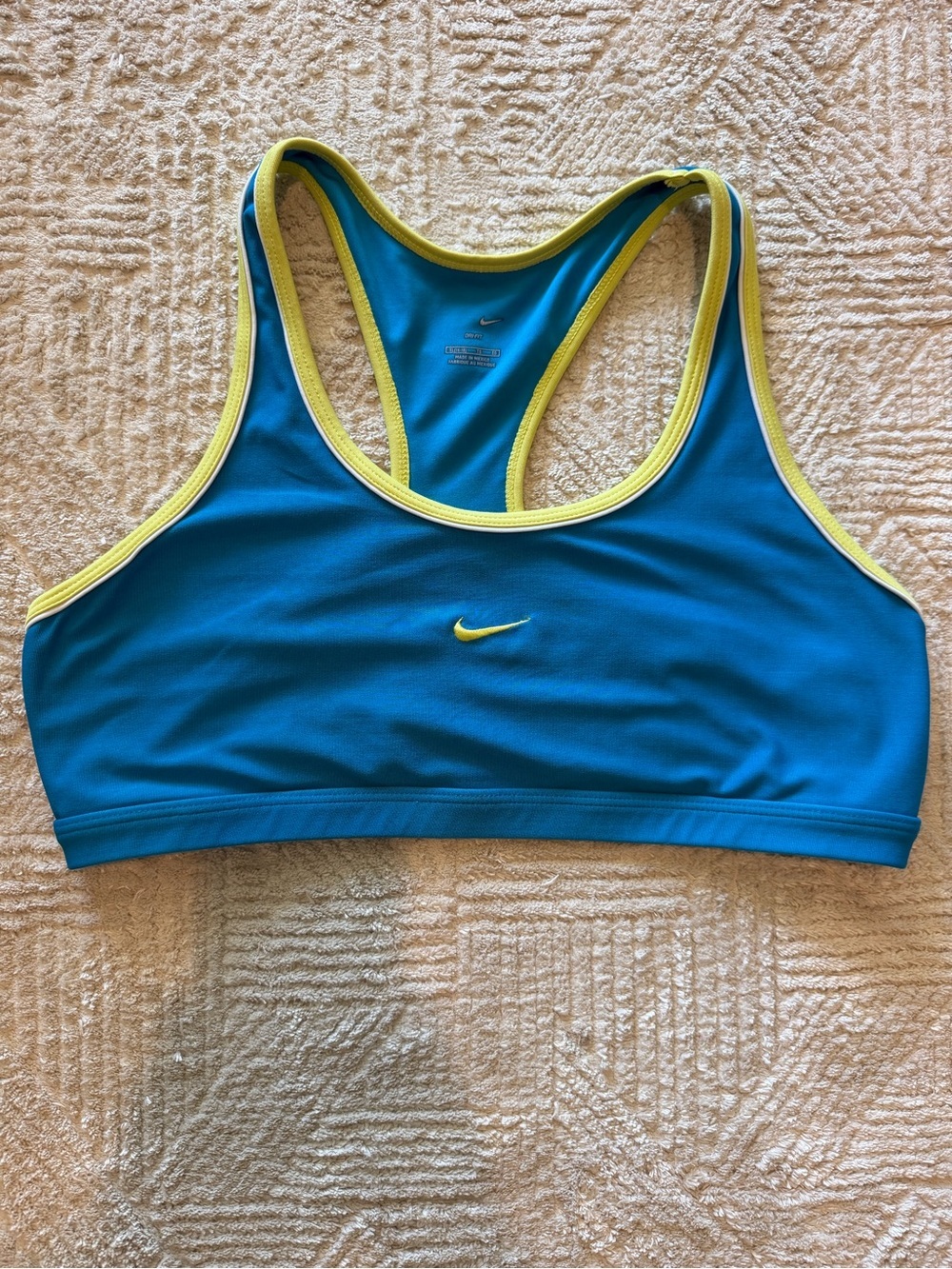 Nike Dri-FIT Blue & Lime Green Racerback Sports Bra XL